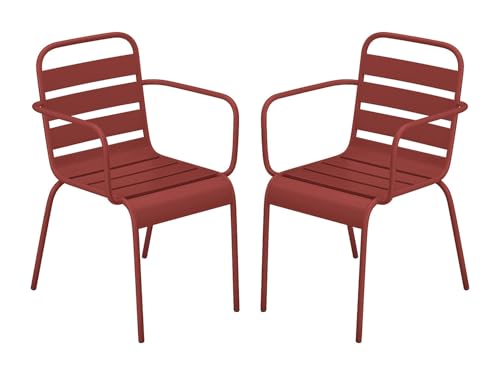 Vente unique Conjunto de 2 sillones de jardÌn apilables de Metal   Rojo   MIRMANDE de MYLIA