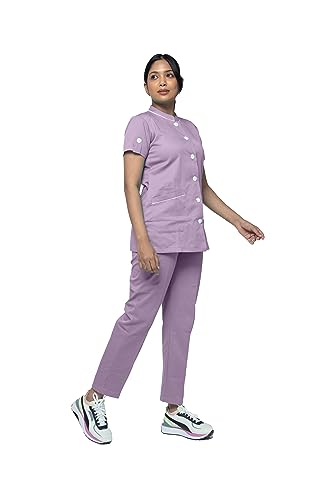 Image of UNIFORM CRAFT Cotton Twill Nurse Uniforms - Ideal for Medical scrubs for Women | Scrub suit for Women | Scrub Suit for Nurses | Hospital Uniform, NT11 Light Purple XXL