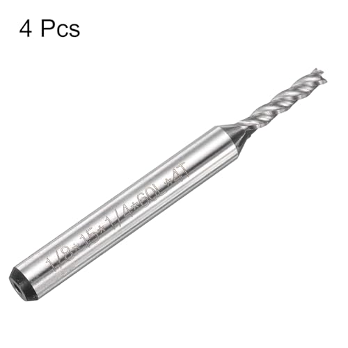 Image of uxcell 4pcs HSS-AL 1 /8 inch Cutting Dia 1 /4 inch Shank 4 Flutes End Mill Milling Cutter Router Bits Upcut Spiral Milling Cutter Tool for Wood PVC MDF Engraving