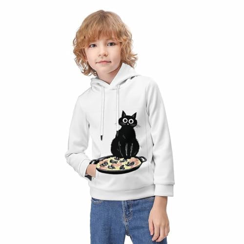 Pull chat pizza 3D avec capuche pour enfants de 9 à 11 ans - 2