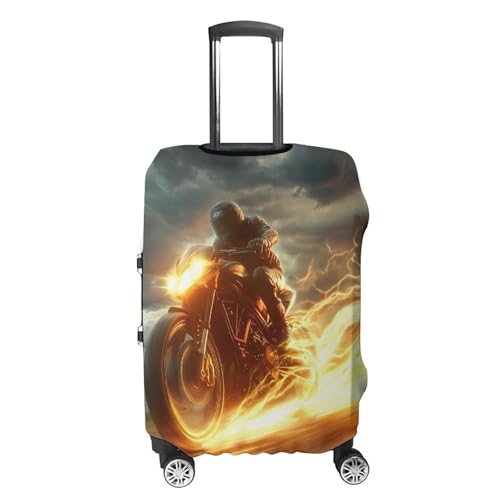 Man Ride A Motorcycle Travel Luggage Cover Suitcase Protector Baggage Covers for Men Women XL4