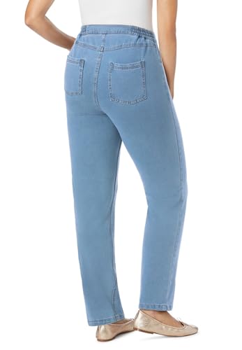 Woman Within Plus Size Straight-Leg Stretch Knit Denim Five-Pocket Jeans2