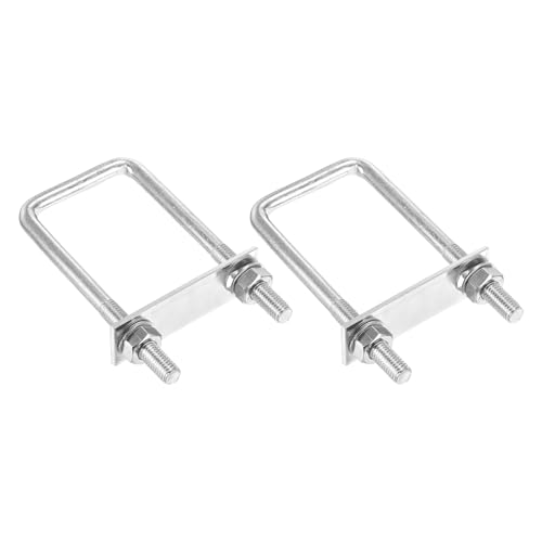 Image of DTGN M10x50x120mm U Bolts Square Kit - 2Set - 304 Stainless Steel U-Bolt Kit with Nuts, Washers, Frame Plate - Good for Pipe, Trailer, Automotive, Leaf Spring Fastener