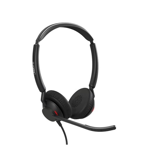 Jabra Engage 50 II schnurgebundenes Stereo-Headset mit geräuschunterdrückender 3-Mic-Technologie und USB-A-Kabel, ultraleicht - mit allen führenden UC-Plattformen wie Zoom & Unify kompatibel - Schwarz