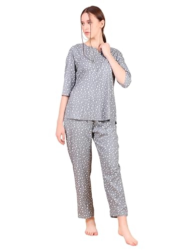 Image of Ichaa Women's Rayon Night Suit Printed Top & Bottom Set