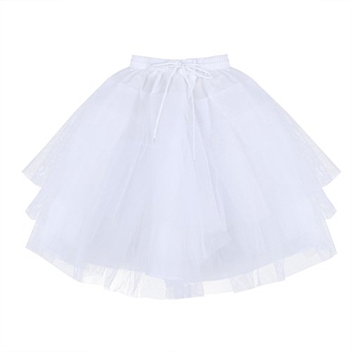 Iefiel Girls 3 Layers Net Petticoat Underskirt Crinoline Slip For Flower Girls Wedding Dress White One Size #TOP1