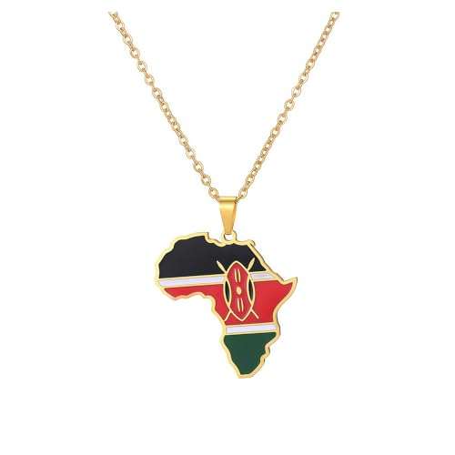Générique Collier Carte du Kenya pour Femme/Homme - Pendentif Carte Africaine en Acier Inoxydable - Bijou Cadeau