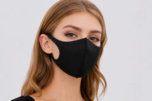 Image of Face Mask Washable & Breathable Anti-Dust Face Cover | Soft Stretch Ear Loops Lightweight Daily Wear Mask for Men & Women Black Free Size pack of 1