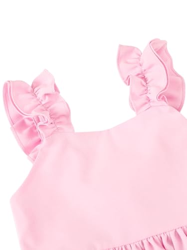 Flofallziqe Girls Casual Dress Summer Ruffle Shoulder Cute Bow Back Kid Boho Sundress for 4-12 Years4