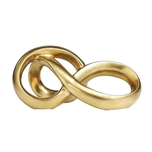 Deco 79 Ceramic Abstract Decorative Sculpture Infinity Loop Home Decor Statue, Accent Figurine 11" x 5" x 5", Gold - Image 5