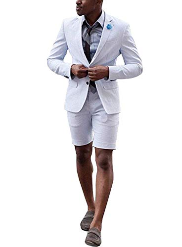 Mens Wedding Suit with Short Pants Notch Lapel Couples Matching Clothing(Blazer+Pants)