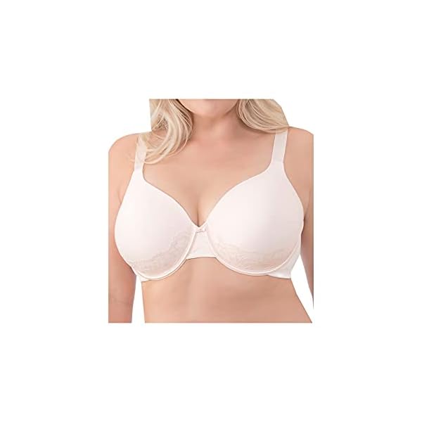 Vanity Fair Women's Plus Size Full Figure Beauty Back Smoothing Bra with Lace, 4-Way Stretch Fabric, Lightly Lined Cups up to DD, Champagne, 42D