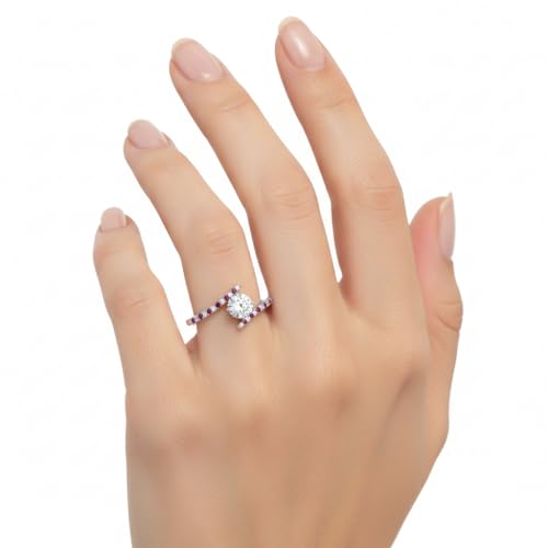 Image of Choose Your Gemstone Bypass Modern Round Diamond CZ Ring 925 Sterling Silver Round Shape Side Stone Engagement Rings Lightweight Office Wear Everyday Gift Jewelry US Size 4 to 12