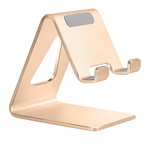 Aoviho Desk Cell Phone Stand Phone Holder, Aluminum Phone Cradle Dock for iPhone17 16 15 14 13 12 pro Mini 11 X Xs max 8 7 6 6s Plus SE Samsung All Smart Phones, Rose Gold