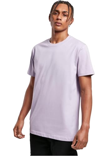 Build Your Brand Herren T-Shirt Round Neck, Männer Basic T-Shirt mit Rundhalsausschnit, Regular Fit, Baumwolle, Lilac, XL