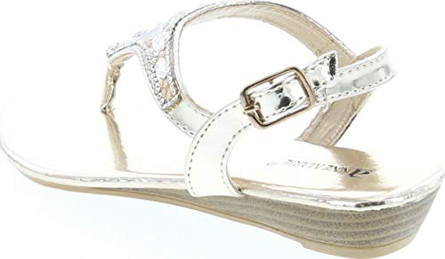 Anna Marie Serena 10K Little Girls Gladiator Floral Rhinestone Low Heel Flat Sandals3