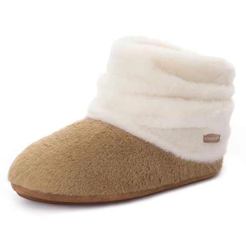 ULTRAIDEAS Women's Fuzzy Fur Cozy Warm House Slippers - Winter Indoor Bootie Slippers for Bedroom Home, Comfy Memory Foam Vegan Mujer Pantuflas