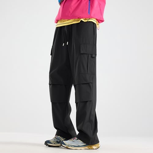 Parachute Pants Men Cargo Pants Wide Straight Leg Layered Patchwork Design Loose Fit Men's Trendy Techwear Streetwear3