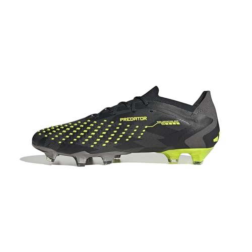 adidas Predator Accuracy Injection.1 Low Firm Ground Soccer Shoes - High Definition Grip, HYBRIDTOUCH Upper, Low-Cut Collar, 50% Recycled Content (Black/Solar Yellow/Grey, US Footwear Size System, Adult, Men, Numeric, Medium, 9)4