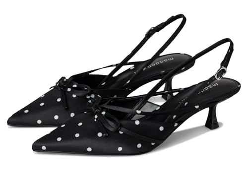 Madden Girl Women's Viixen Sling-Back Kitten Heel, Black Polka Dot, 6.5