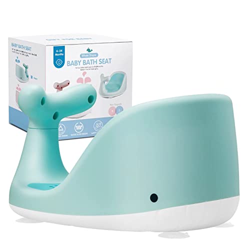 Cute Whale Shape Baby Bath Seat - Breathable and Elastic Mesh Silicone Cushion - Ergonomic Backrest - 4 Powerful Non-Slip Suction Cups - Ideal Gift for Infants 6-36 Months (Green) Cute Whale Shape Baby Bath Seat - Breathable and Elastic Mesh Silicone Cushion - Ergonomic Backrest - 4 Powerful Non-Slip Suction Cups - Ideal Gift for Infants 6-36 Months (Green)