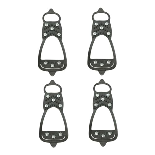 BESPORTBLE 4pcs Anti-Slip Eight-Tooth Crampons Snow Shoe Claw Crampons Ice Cleats Traction Climbing Snow Mountain Crampons Outdoor Winter Anti-Slip Crampons Hiking Mountaineering Black Rubber