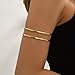 KONPJE Arm Cuff Bracelet for Women Gold Arm Cuffs Upper Arms Layered Cuff Bangle Bracelet Minimalist Armband Stackable Jewelry for Summer Beach (Regular)