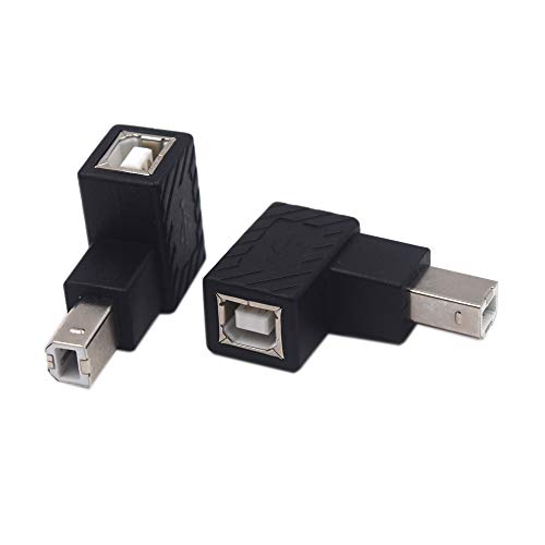 Kework 2 Pack USB Type B 2.0 Extender, 90 Degree Right Angle USB B Male to Female Printing and Data Transferring Extension Adapter Connector for Printer Scanner HDD (USB B & Right)