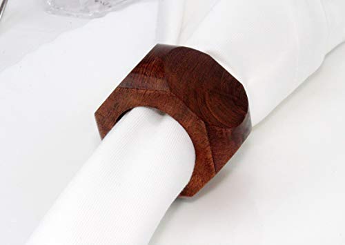 Cotton Craft Wood Napkin Rings - Set Of 12 Handmade Chunky Octagon Dining Table Napkin Holder - Everyday Harvest Fall Thanksgiving Holiday Christmas Celebration Festive Party Gift Décor -Dark Natural #TOP7