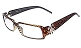 Aloha Eyewear Cabaret Trendy Reading Glasses with Fleur De Lis Emblem and Animal Print Temples by Ritzy Readers (Tortoise & Cheetah +1.00)