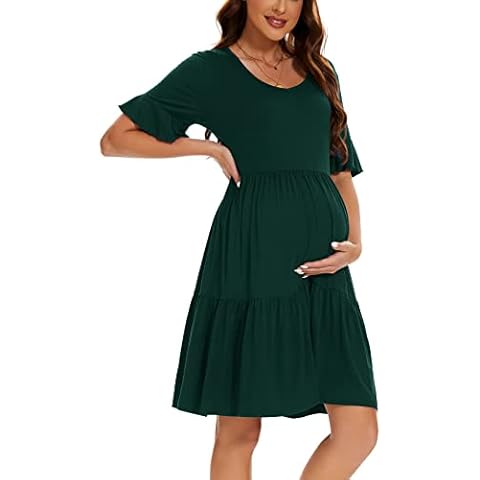 Smallshow Women's Maternity Ruffle Summer Dress Cover