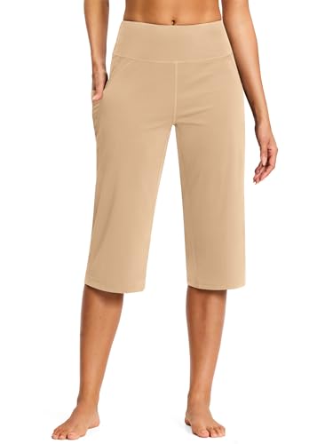 Image of ISEEGZ 15 inch / 18 inch / 21 inch / 25 inch Capri Pants for Women High Waist with Pockets Women's Capris Workout Yoga Pants Loose Straight Leg
