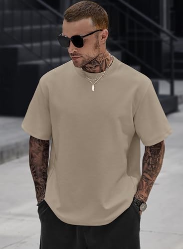 Image of Herberton Mens Oversized T-Shirts Heavyweight Cotton Stretch Fashion Thick Tee Tops (S-3XL)