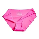 Women's Ice Silk Bikini Panties Underwear Mid-Waist Stretch Breathable Seamless Comfy Boyshorts Briefs Underpant Hot Pink Medium