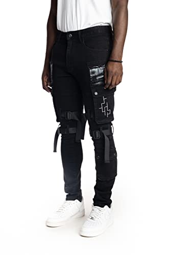 Smoke Rise Men's Fashion Utility Jeans and Twill Cargo Pants with Side Pockets3