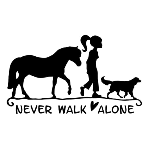 Spreadshirt Never Walk Alone Pferd Hund Sticker Aufkleber, 10 x 10 cm, Mattweiß