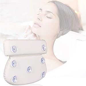 Geila Bath Pillow Waterproof Spa Bath Pillows Non-Slip Padded Comfort Support Pad Pillow for Head Neck and Back with 7…
