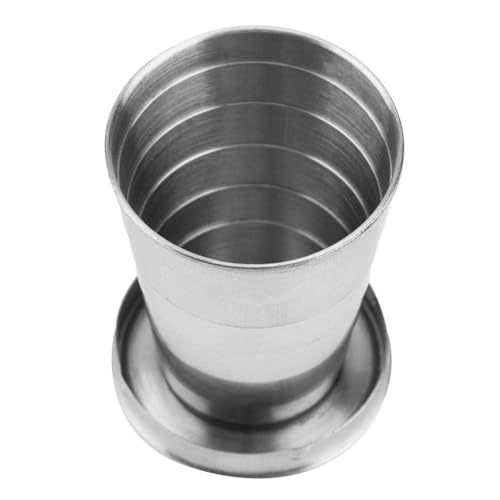 Taza Agua portátil de acero inoxidable, vasos de viaje plegables con tapas Vasos de Llavero Retráctil apilables Vaso para beber reutilizable para supervivencia, senderismo, picnic (M)