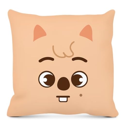 Hymonhon Cute Animal Face Throw Pillow Cover Decorative Kawaii Design 18x18 Inch Pillowcase with Zipper Home Decorations for Sofa Couch Bed Chair Car Music Fans (Brown)