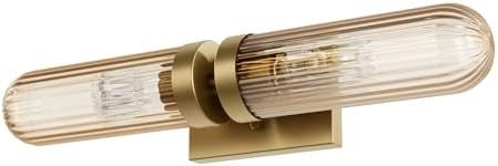 Hunter - Beverly Glen 2-Light Luxe Gold, Medium Size Vanity Light, Dimmable, Transitional Style, Dome Shaped, for Bedrooms, Kitchens, Dining, Living Rooms - 13239