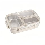 Brotdose aus Edelstahl mit 3 auslaufsicheren Fächern, entworfen für den Außen- und Bürogebrauch, spülmaschinenfestes, abnehmbares Tablett, sichere Deckelschlösser für frische Mahlzeiten (Weiß)