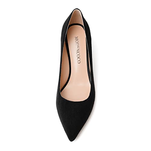 MODENCOCO Womens Pointed Toe Slip On Wedding Sexy Suede Casual Stiletto Mid Heel Pumps Dress Shoes 2.5 Inch3
