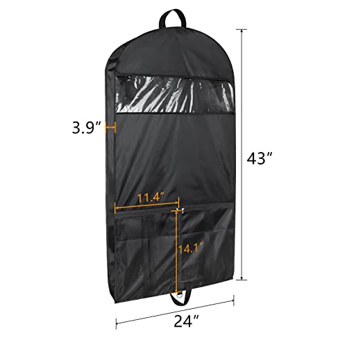 Image of Univivi Garment Bags for Travel and Storage 43 inch Hanging Suit Bag Clear Suits Cover with Mesh Pockets for Coat, Shirt, Jackets, dresses