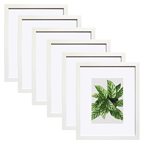 Image of SESEAT 8x10 Picture Frame White Set of 6, Display Pictures 5x7 with Mat or 8x10 without Mat for Wall or Tabletop