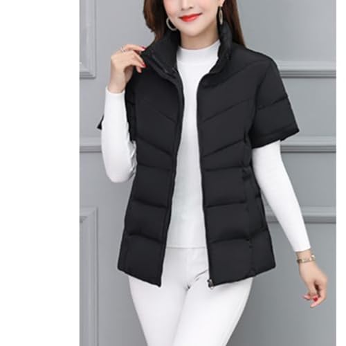 JEsilunmaMY Women's Short Sleeve Crop Puffer Vest Stand Collar Thick Down Coats with Pocket Winter Coat Warm Padded Jacket4