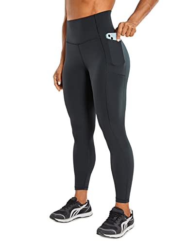 Crz Yoga Womens Compression Workout Leggings 25 Inches - Thick High Waisted Tummy Control Gym Running Leggings With Pockets Black Small #TOP8