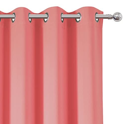 Image of LEMOMO Blackout Curtains 66 x 95 inch /Coral Curtains Set of 2 Panels /Thermal Insulated Room Darkening Bedroom Curtains