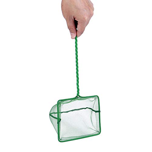 Image of Lpraer 4in 5in 6in Aquarium Fish Net Green Fine Mesh Nylon Net Collection with 11 inch Long Handle Square Quick Catch Fish Net for Fish Tank