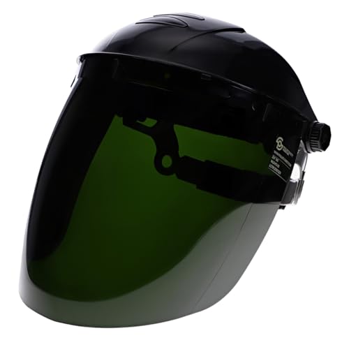 Phillips Safety Shade 3/4/5 Face Shield – UV/IR, ANSI Z87+, 0.077″ Thick Contoured Lens, Multi-Axis Headgear for Grinding/Brazing/Oxyfuel (Shade 5)