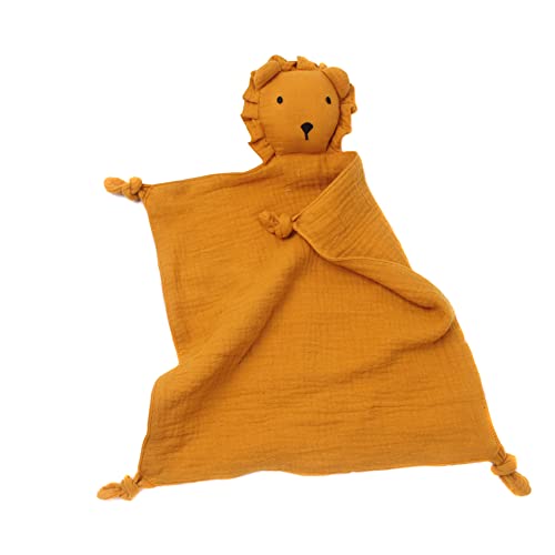 Newborn Sleeping Towel Blanket Soft Breathable Baby Toy Comfort Cute Animal Sensory Gauze Handkerchief Capable Pacify for Bib Soothing Towel Teething Toy - Yellow